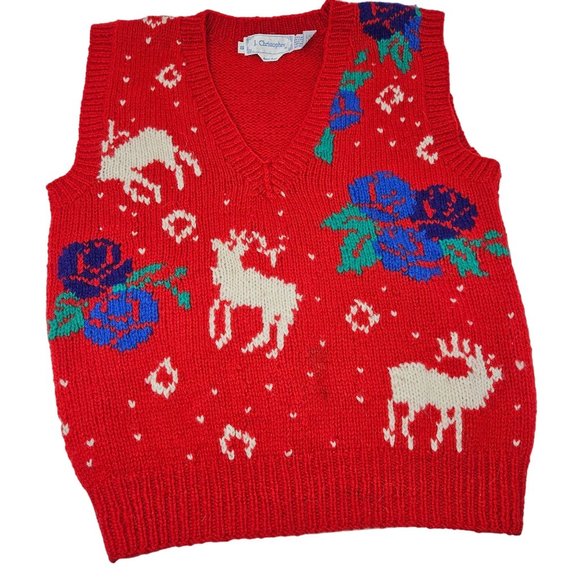 Vintage Sweaters Christmas Sweater Vest 0 Shetland Wool Hand Knit J Christopher Vintage Size